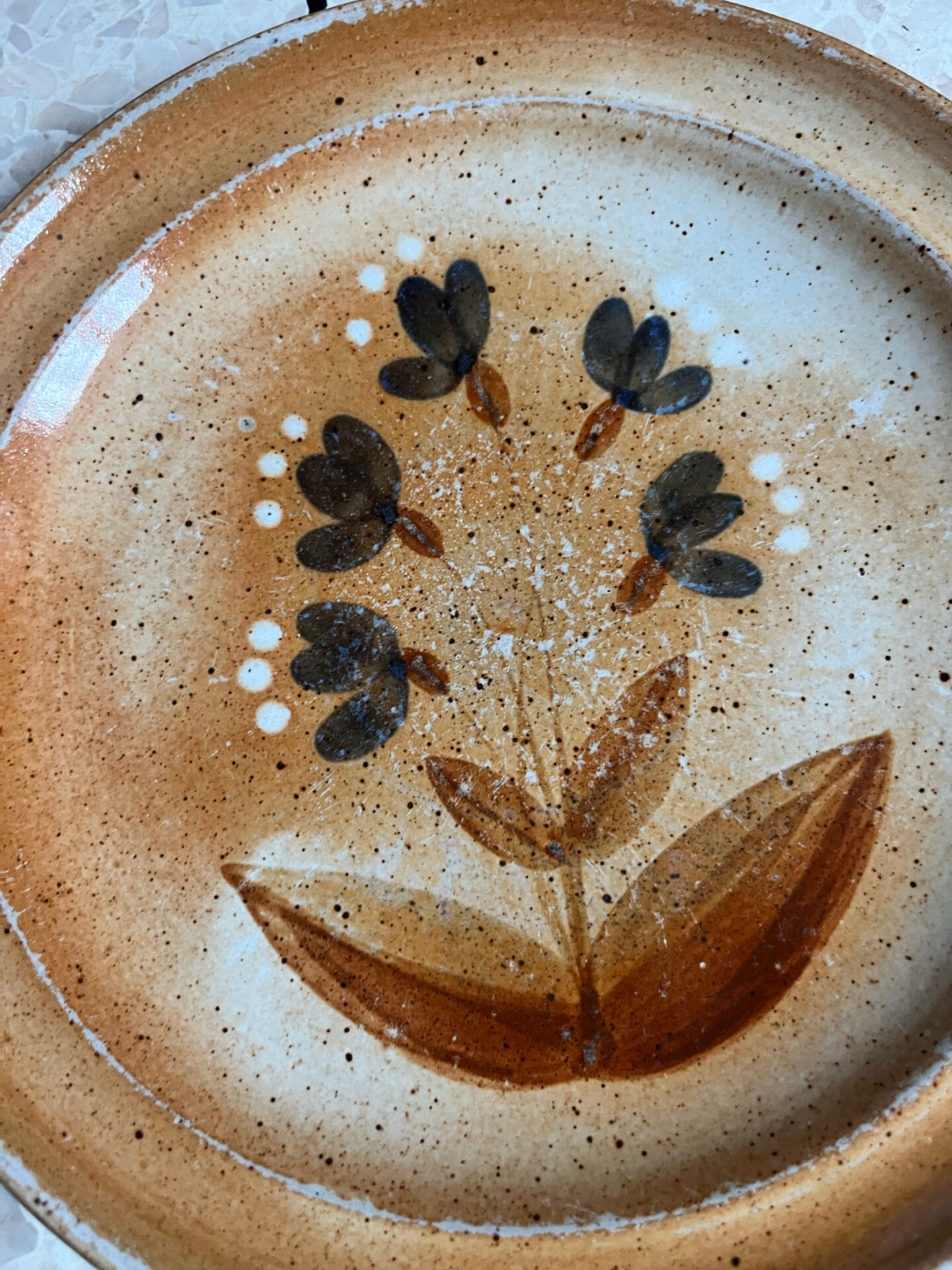 6 assiettes plates en grès 