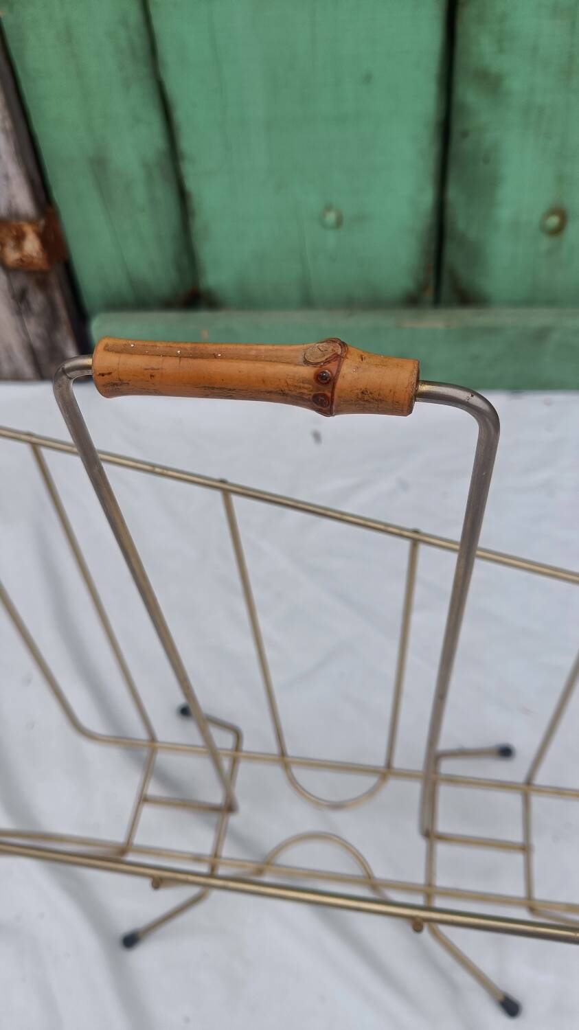 Vintage magazine rack in golden brass