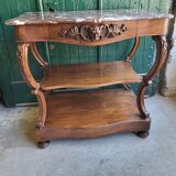 Carved walnut console marble top of the nineteenth century