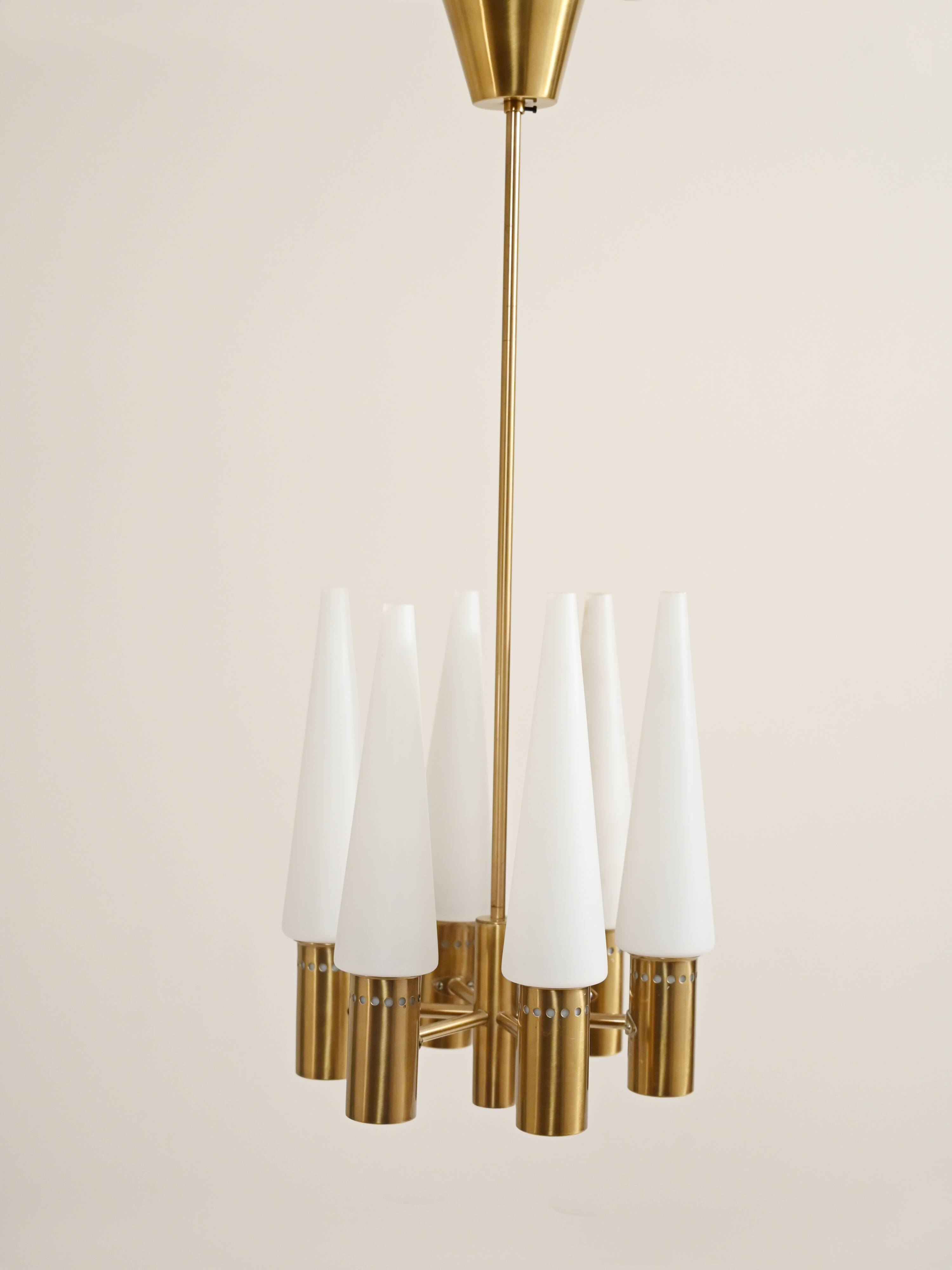1950s brass and glass chandelier by Hans-Agne Jakobsson