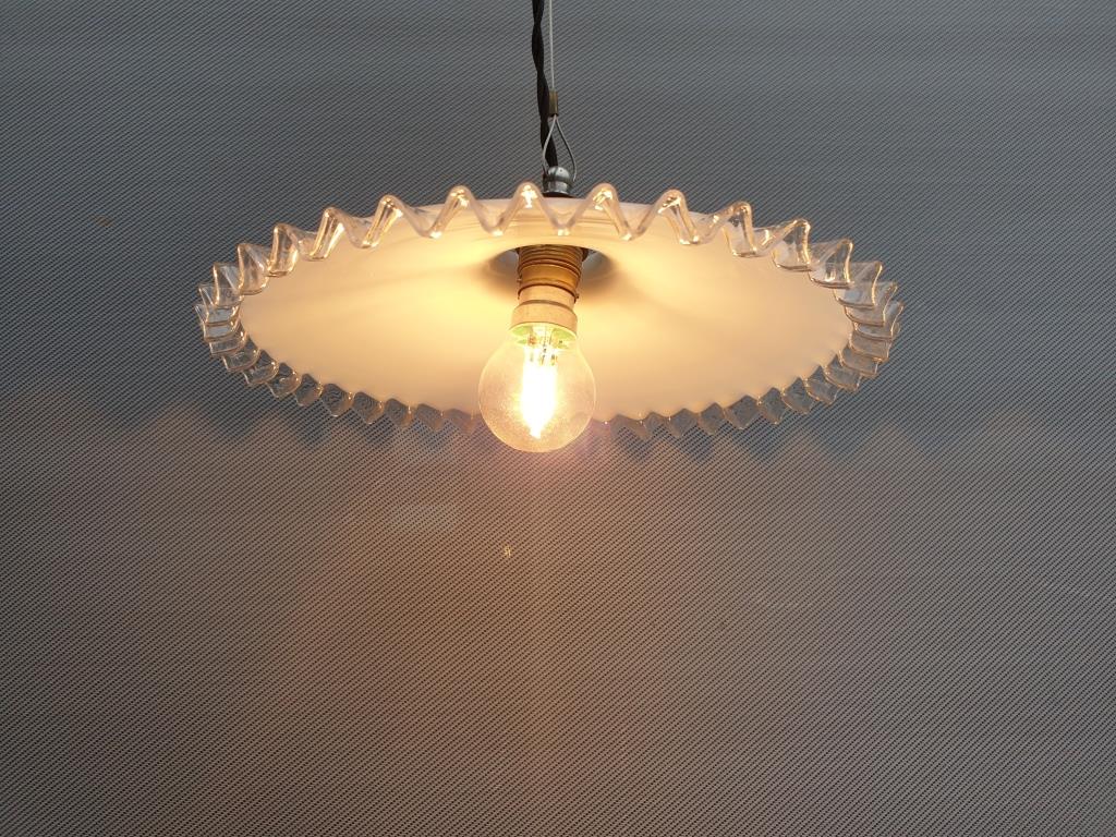 Art Deco ruffled opaline hanging