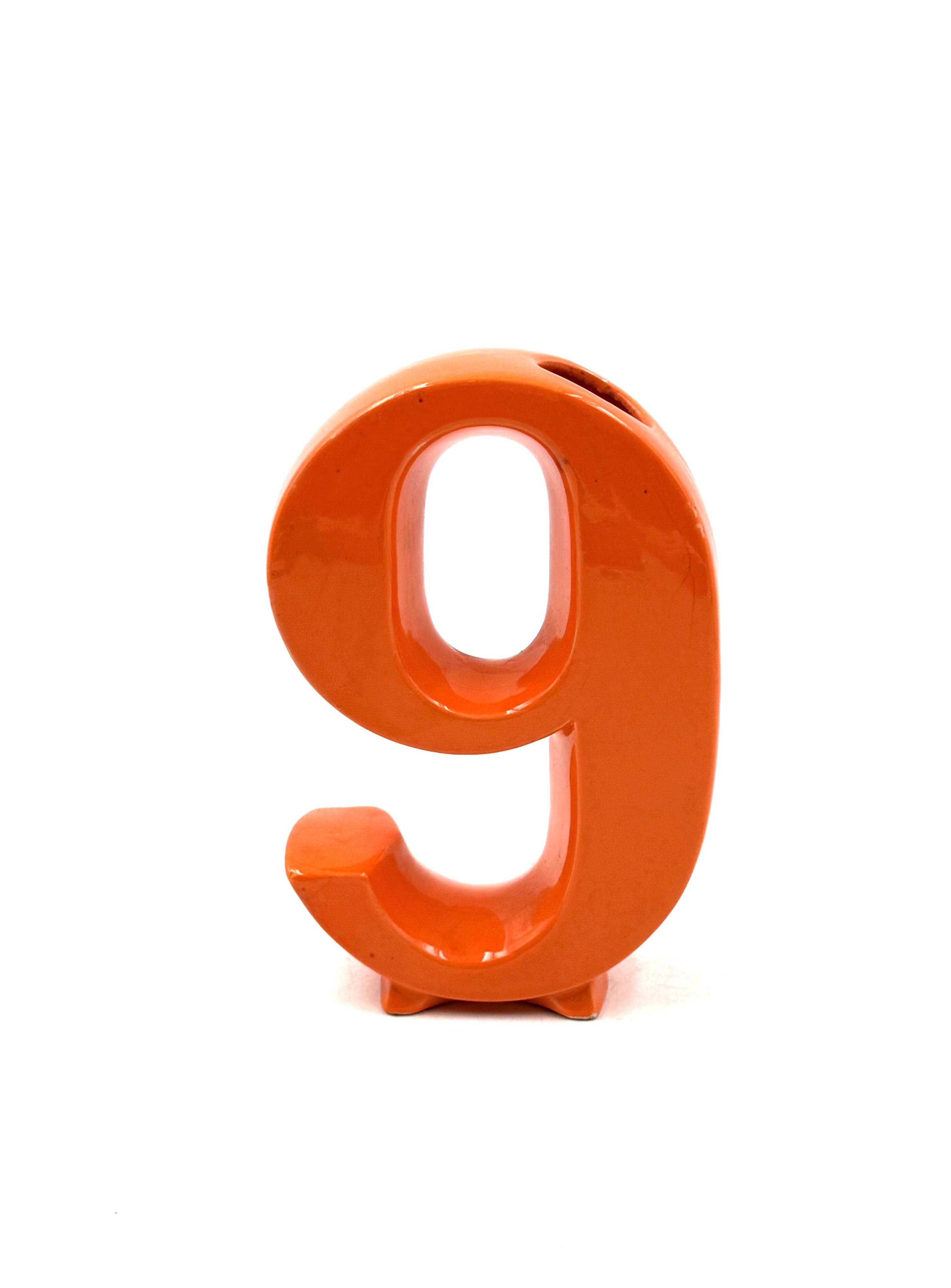 Space age orange ceramic solifleur vase, Marcel Radureau France 1970