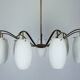 Rare Arredoluce Monza, 9-Light Brass and Opaline Glass Chandelier, Italy 19