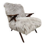 Scandinavian vintage sheepskin armchair