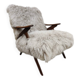Scandinavian vintage sheepskin armchair