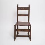Set of 6 wooden chairs and leather seat