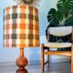 Large turned wooden lamp from the 1960s, signed JS Guy.