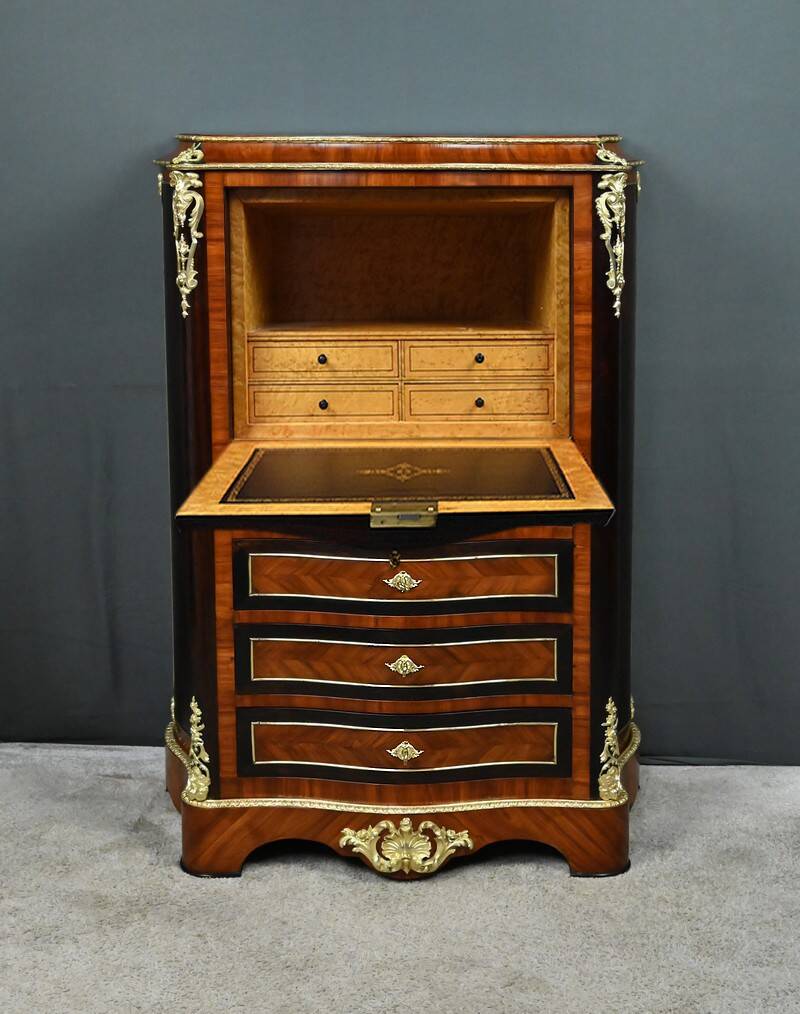 Secretary in precious wood marquetry, Napoleonic III period – Mid 19th century