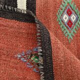 Light Red & Dark Brown Striped Kilim Rug, 168x264Cm