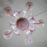 Extraordinary Murano Glass Chandelier adorned with Pink Flowers