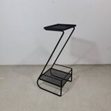 Furniture or side table in black lacquered perforated metal 1950s