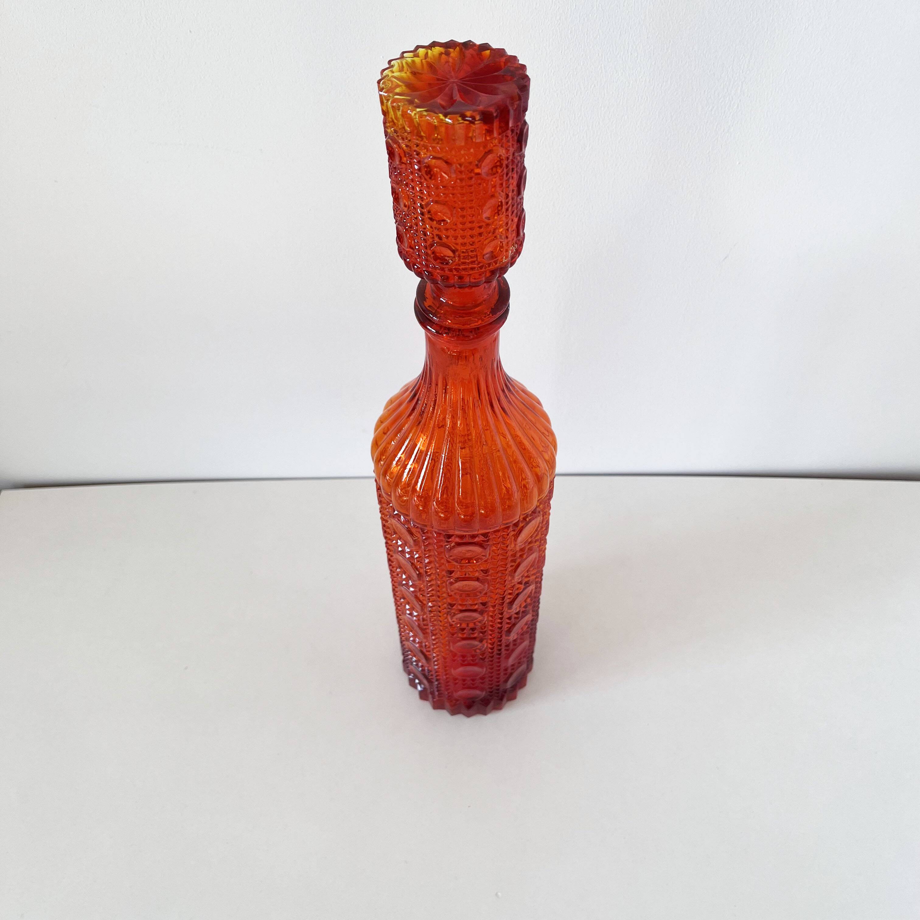 Italian carafe empoli orange red 1960