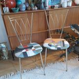 Pair of chairs in gold metal 50s