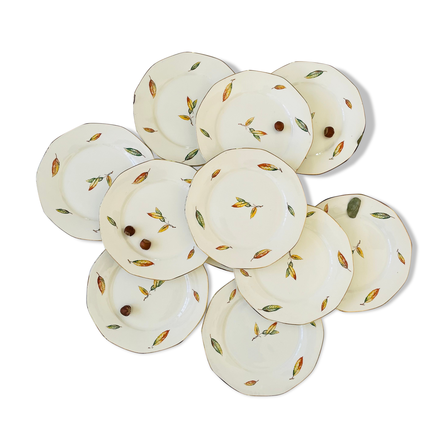 Set of 11 vintage flat plates Digoin Sarreguemines model Nemours