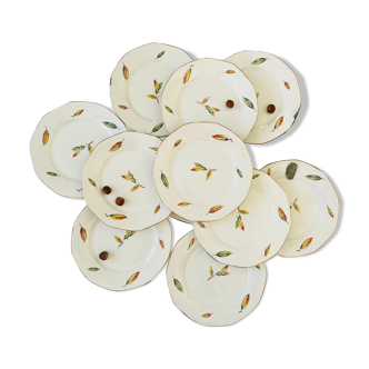 Set of 11 vintage flat plates Digoin Sarreguemines model Nemours