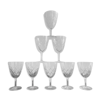 8 glasses of Bayel crystal wine signed, cut crystal.