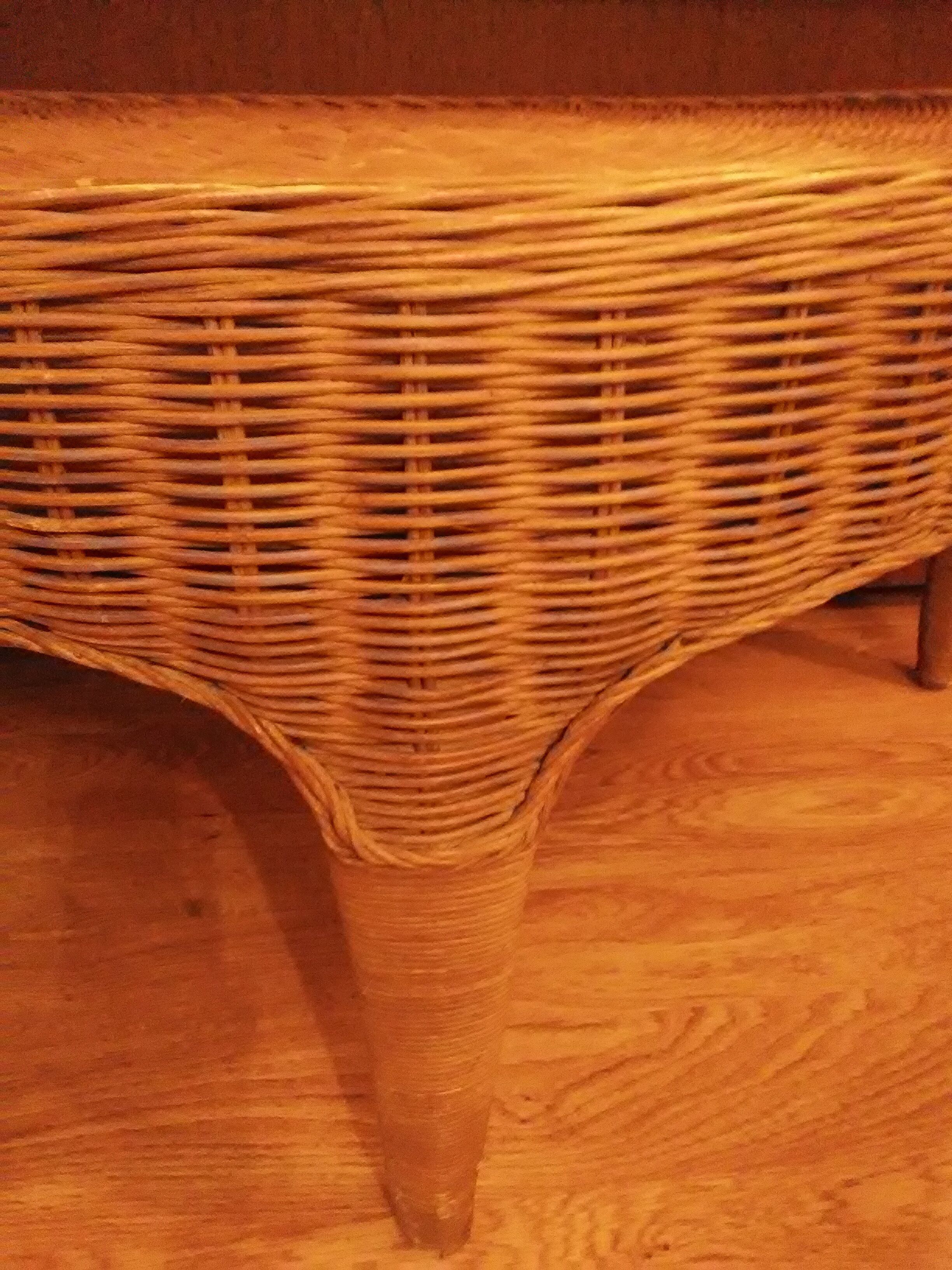 Rattan half-moon coffee table