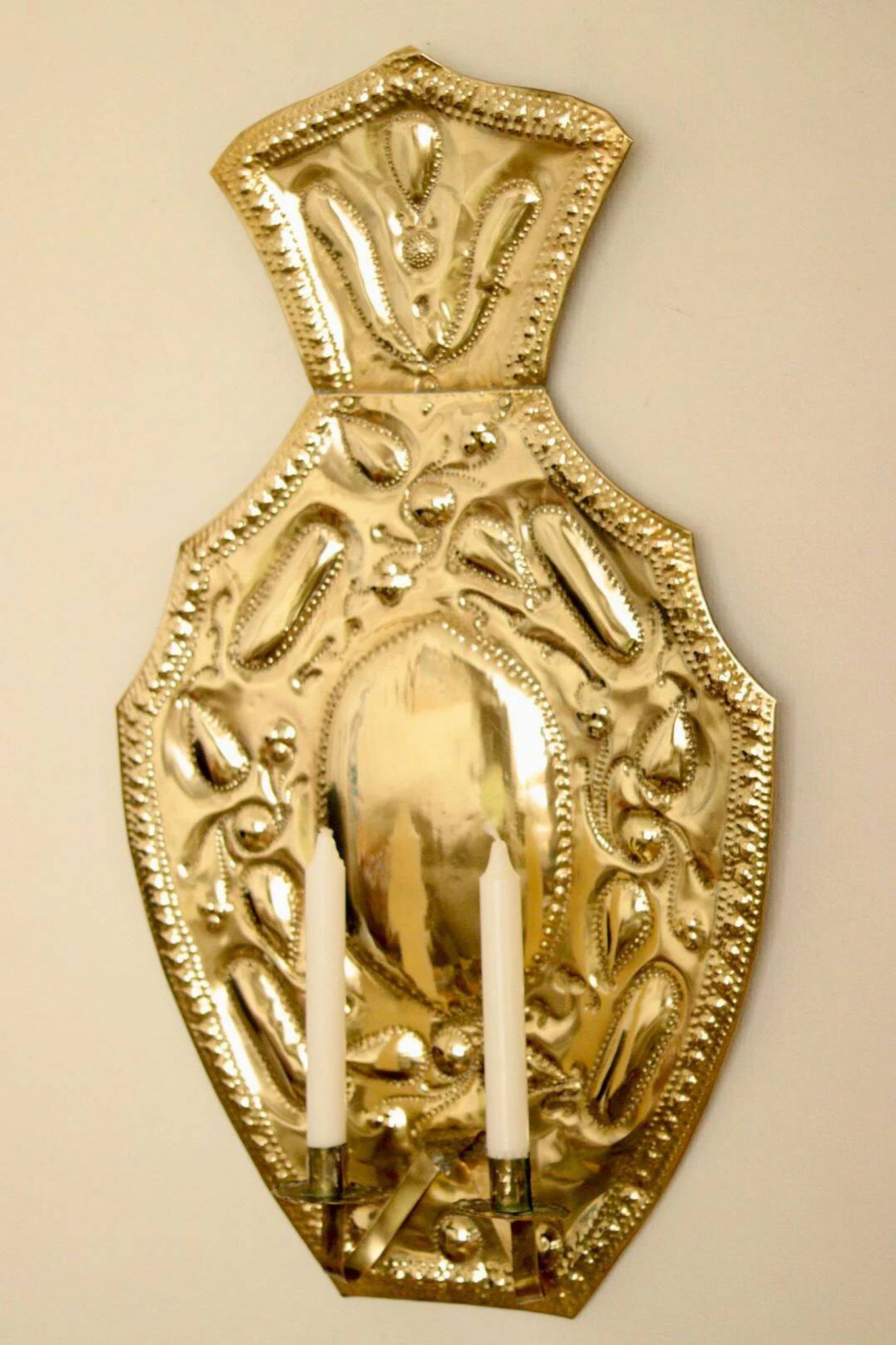 Pair of large baroque style mid-century Swedish brass sconces