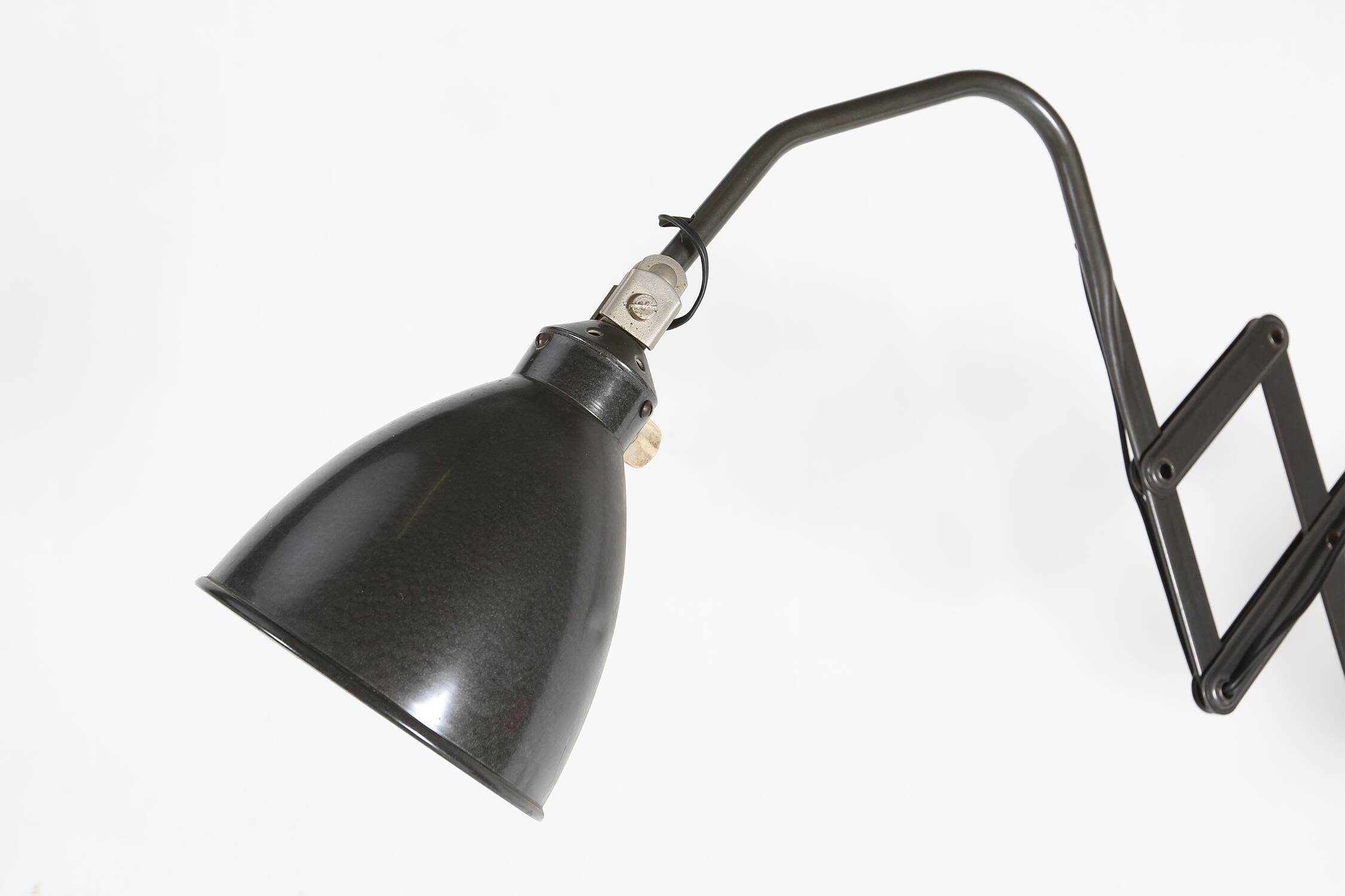Bauhaus black metal agi belgium scissor wall lamp ca. 1920