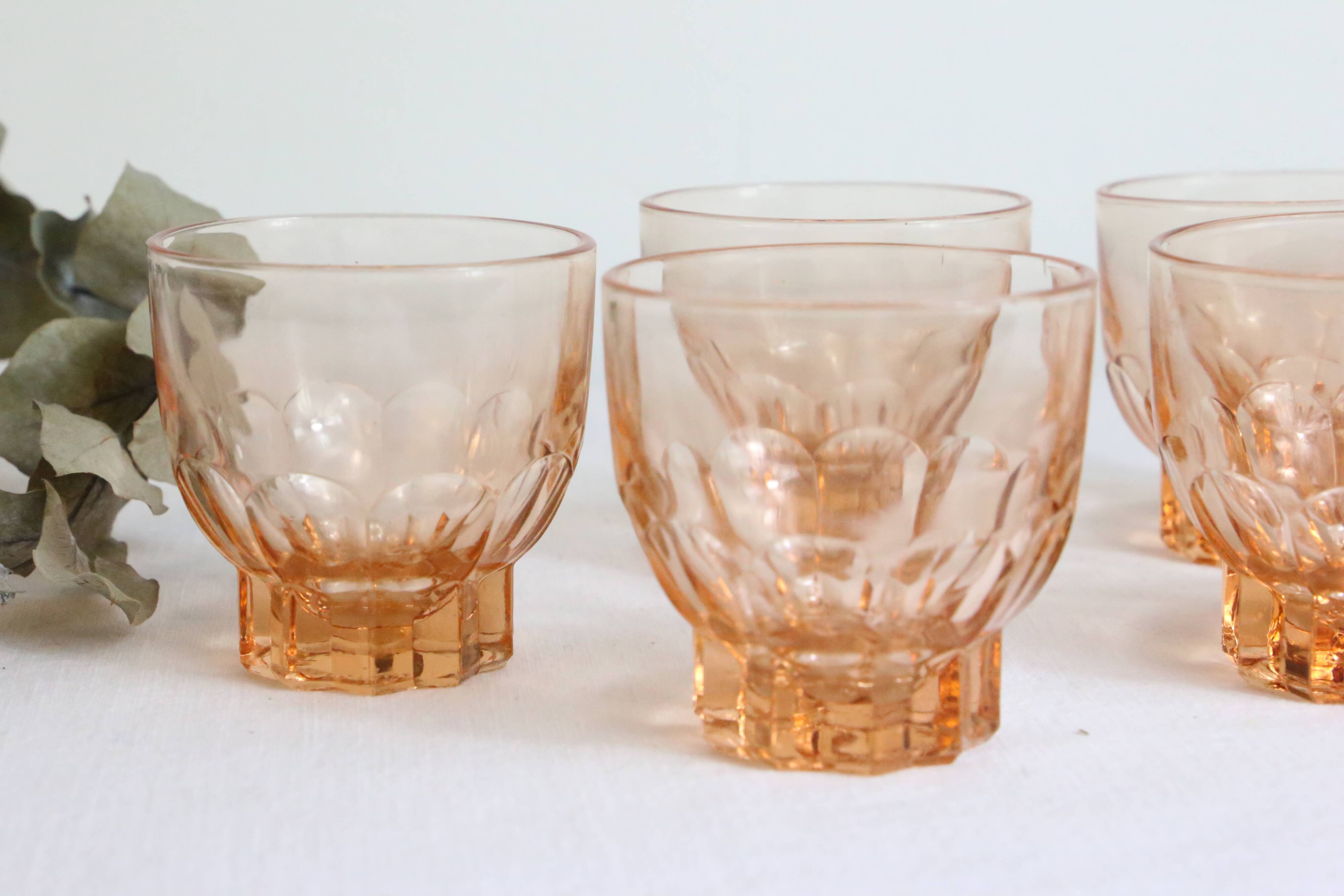 Set de 5 verre à liqueur en verre rose