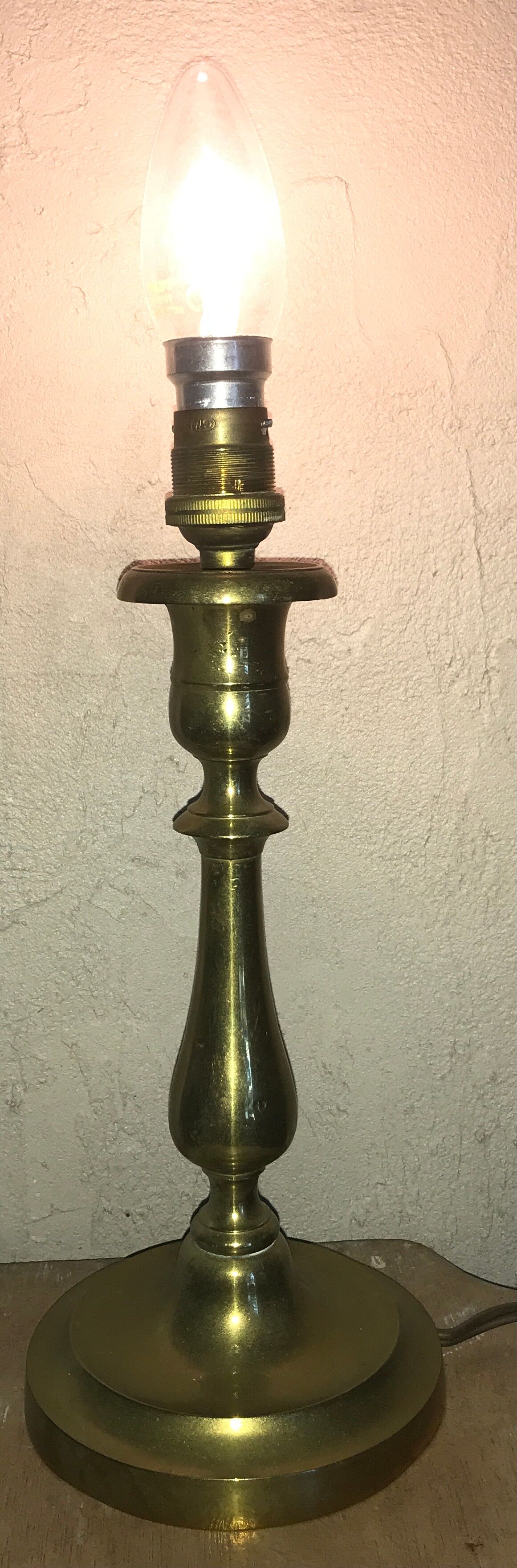 Lamp foot candle holder shape in solid brass 26.5 cm