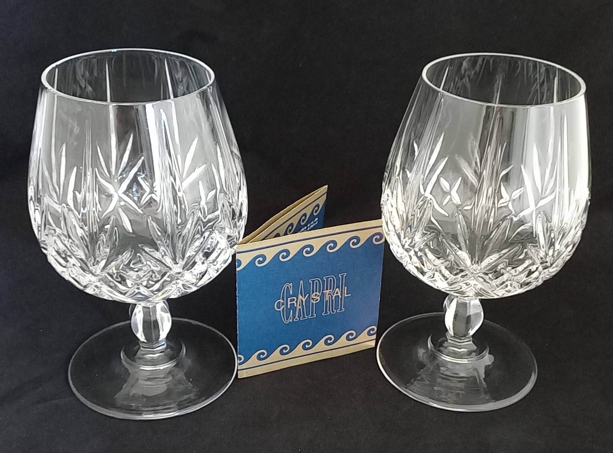 2 crystal cognac glasses