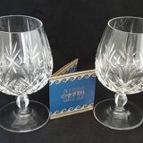 2 crystal cognac glasses
