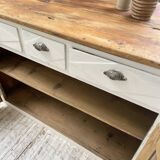 Meuble de métier enfilade patine blanche