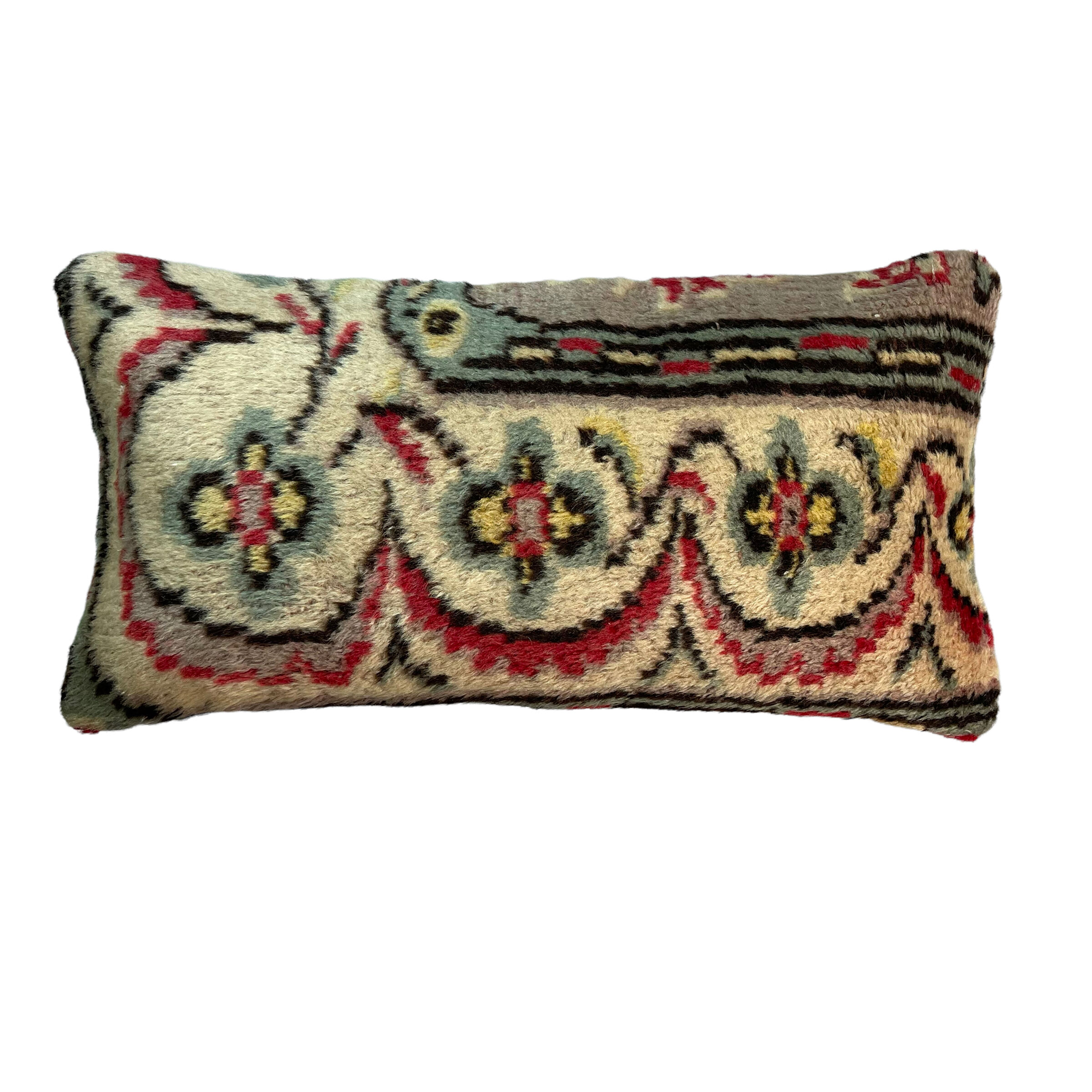 Housse Coussin Vintage Pointe D'Aiguille Fait Main Française 13x13 Multicolore
