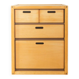 Flötotto chest of drawers, 1970s, beech, brown HPL, 4 drawers