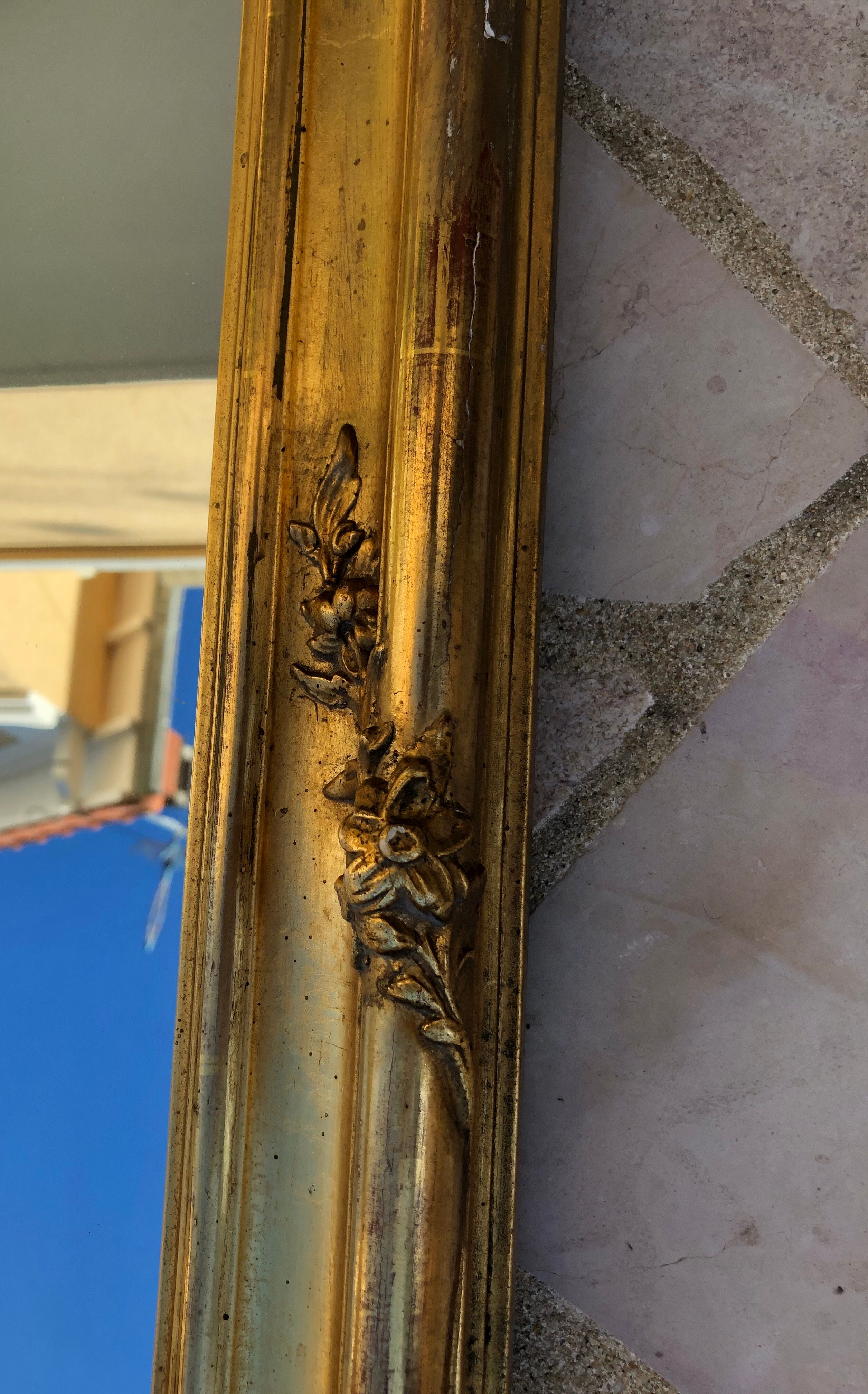 Old mirror in gilded wood 125x79cm