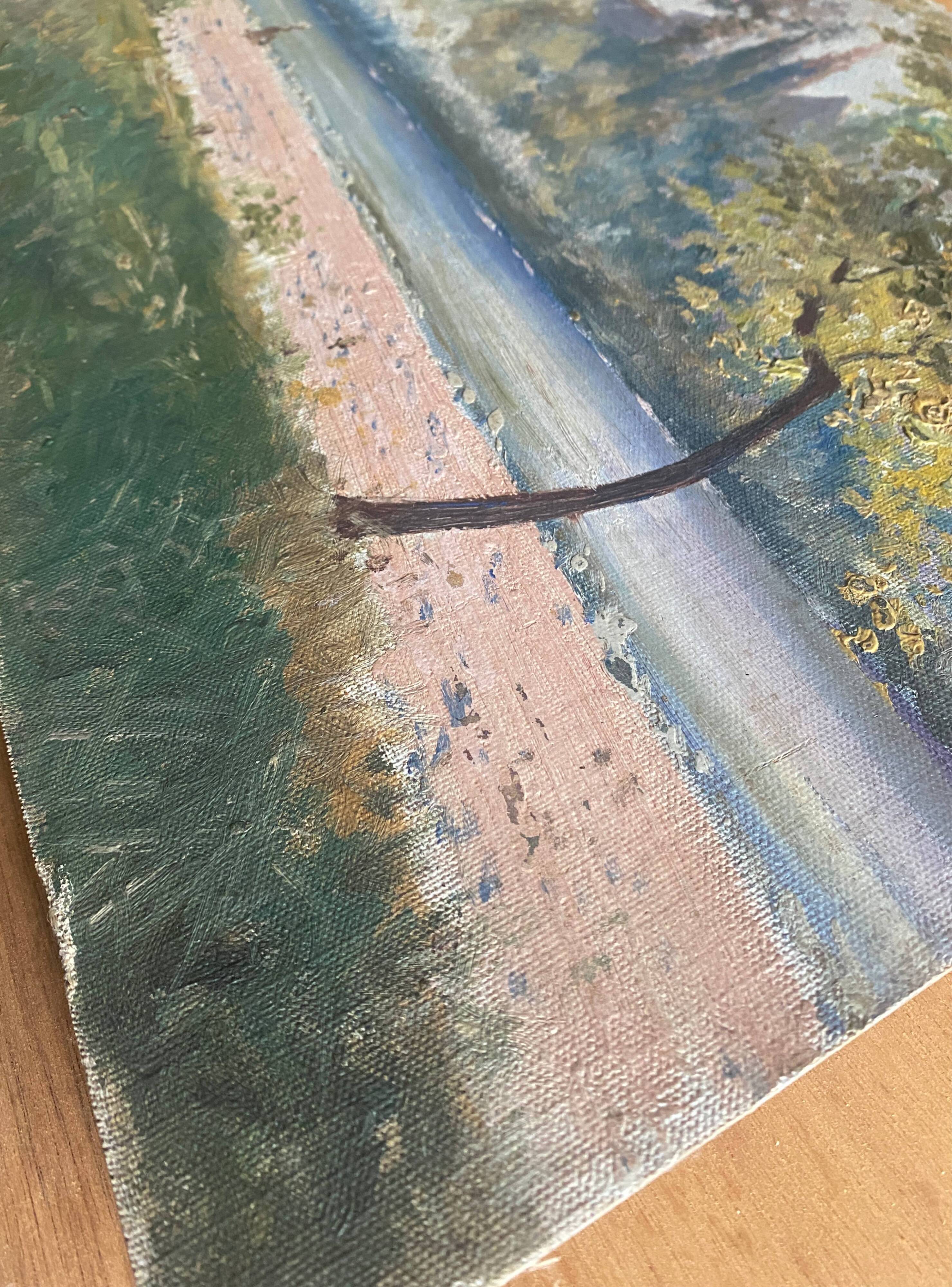 HST/P painting “Live and wooded riverside with fortification” (20th century)