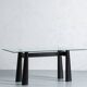 Mid Century Dining Table With Crystal Top, Italy, 1970's