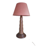 Turned wood lamp