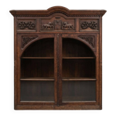 Ancien meuble bibliothèque de château decor blason lion
