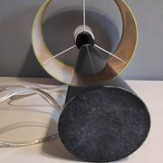 black lace-up foot lamp design and vintage printed lampshade