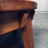 Brutalist Handcrafted Oak Coffee Table, Netherlands, 1950s