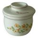 Earthenware water butter dish with vintage Italian floral decor
