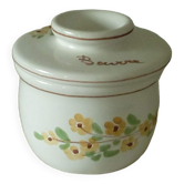 Earthenware water butter dish with vintage Italian floral decor