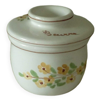 Beurrier a eau en faience decor floral italie vintage