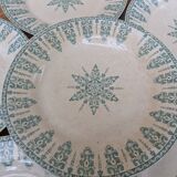 Set of 6 old flat plates, Annam model, opaque porcelain from Gien Terre de Fer