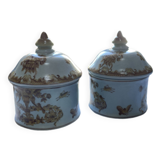 Duo of sugar bowl or candy box