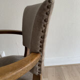 Bridge chair vintage grey velvet
