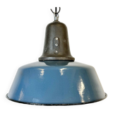 Industrial Blue Enamel Factory Lamp with Cast Iron Top, 1960s