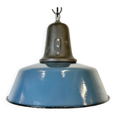 Industrial Blue Enamel Factory Lamp with Cast Iron Top, 1960s