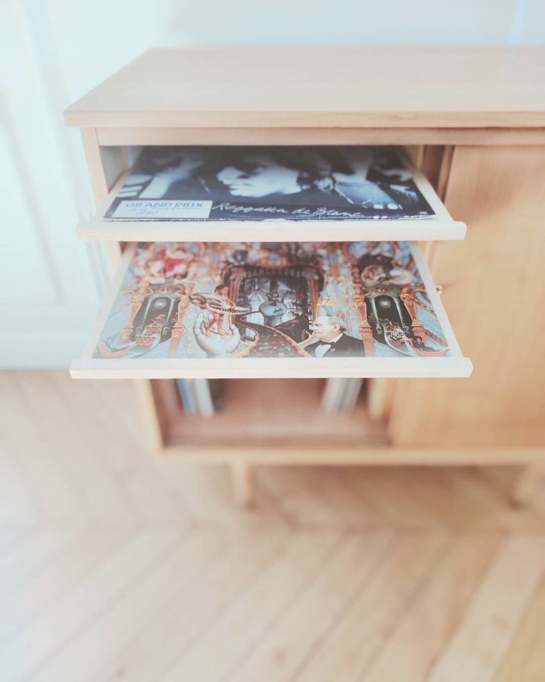 Vinyl cabinet / Renovated low modernist sideboard, 1960s-70s