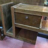 André Sornay walnut wooden headboard with brass nail assembly