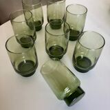 Set de 8 verres gobelets 1960 en verre vert