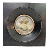 Alex, miniature young woman with gouache hat signed XXth