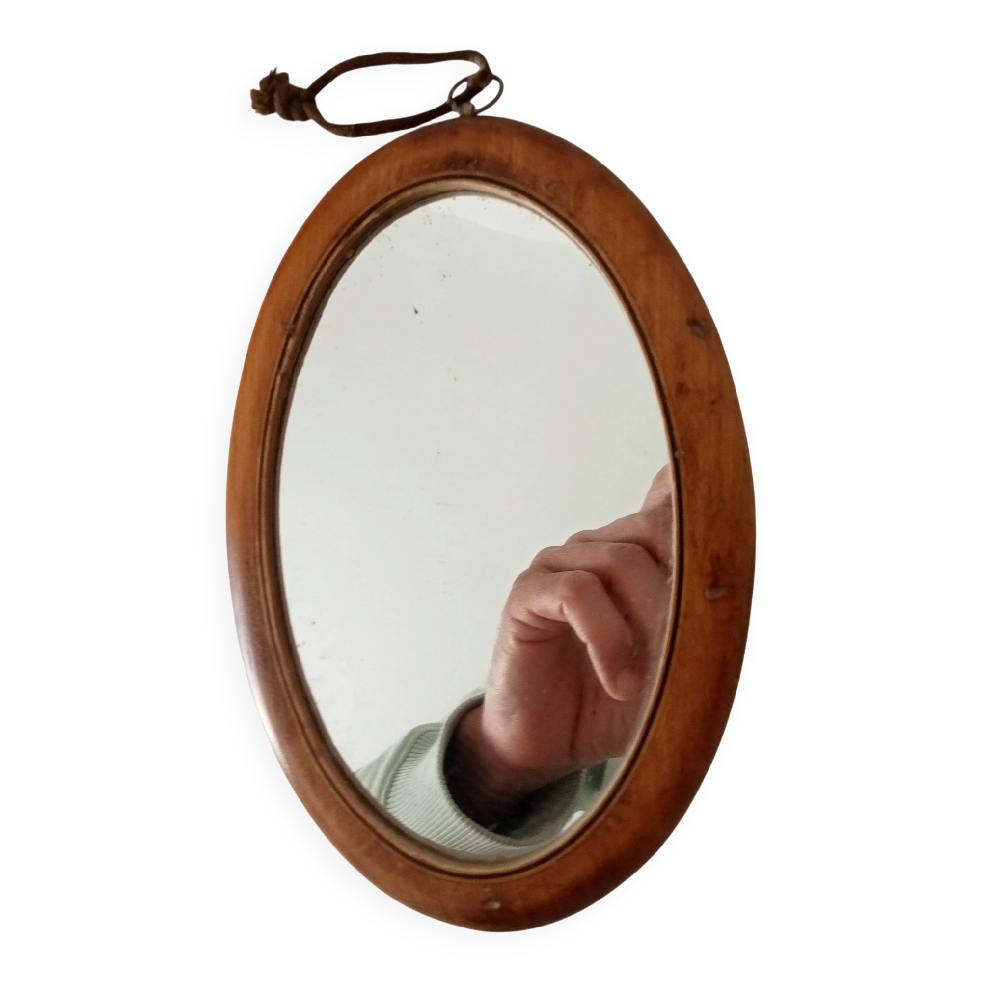 Mini antique walnut mirror from the 19th century.